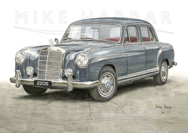 Mercedes Benz 220S 1959 Colour Print