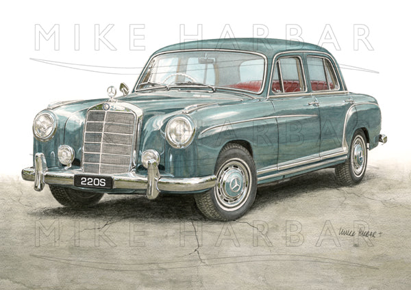 Mercedes Benz 220S 1959 Personalised Print