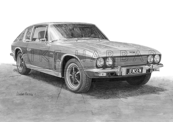 Jensen Interceptor Black and White Print