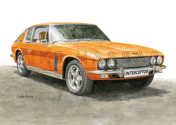 Jensen Interceptor Colour Print - Orange