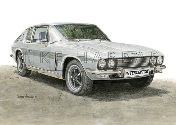 Jensen Interceptor Colour Print - Silver