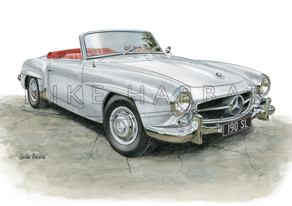 Mercedes Benz 190 SL Colour Print
