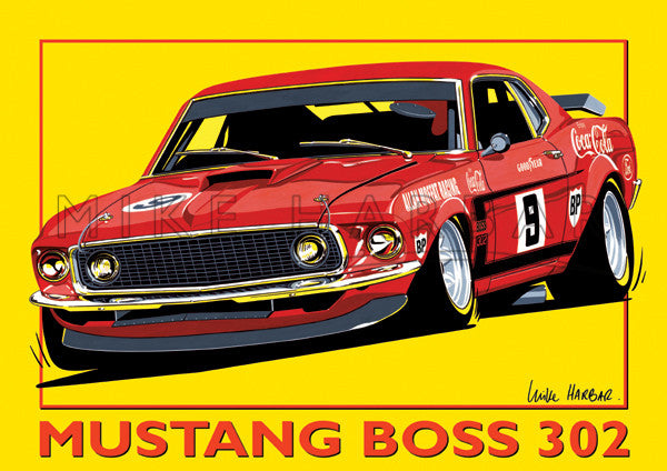 Ford Yellow Poster Mustang Boss 302