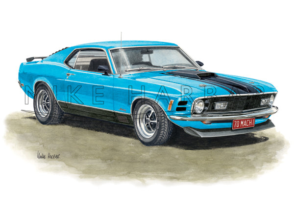 Ford Mustang 1970 Fast Back Mach 1 Personalised Print