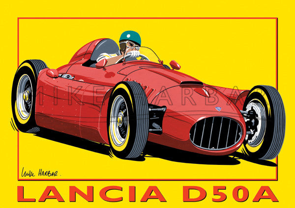 Lancia D50A Yellow Poster