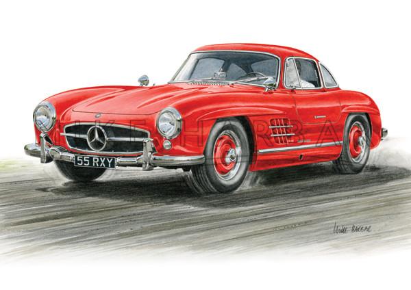 Mercedes Benz 300 SL Gullwing Personalised Print